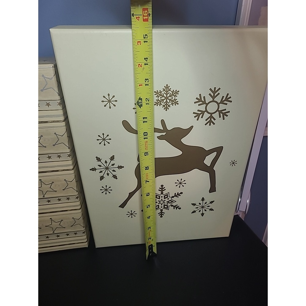 3 Christmas Nesting Gift Boxes Holiday Golden Reindeer stars Storage Gift - Picture 8 of 16